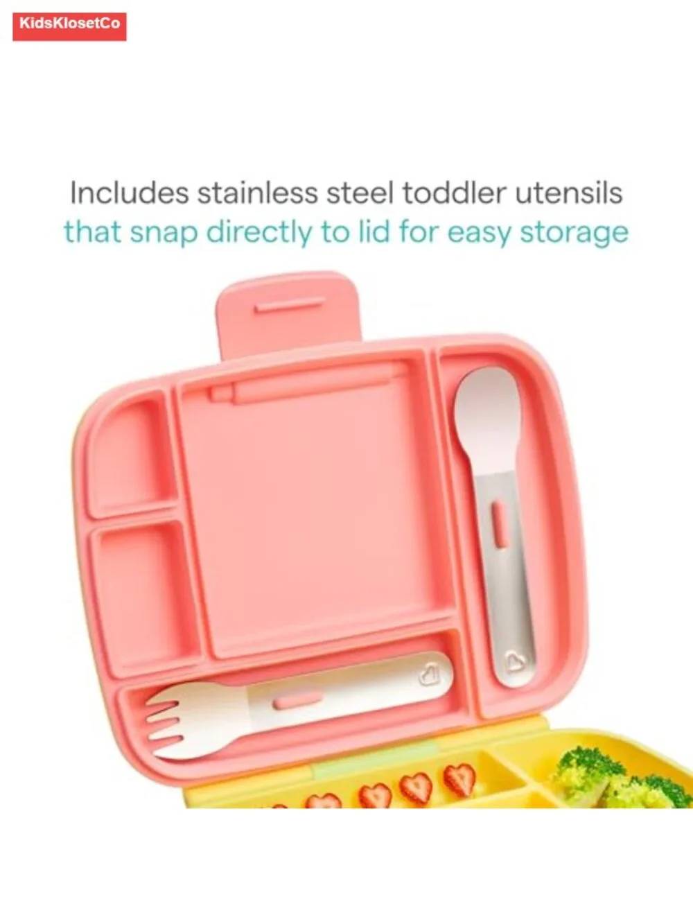 Munchkin Lunch Bento Box for Kids and Toddlers, Stainless Steel Utensils,